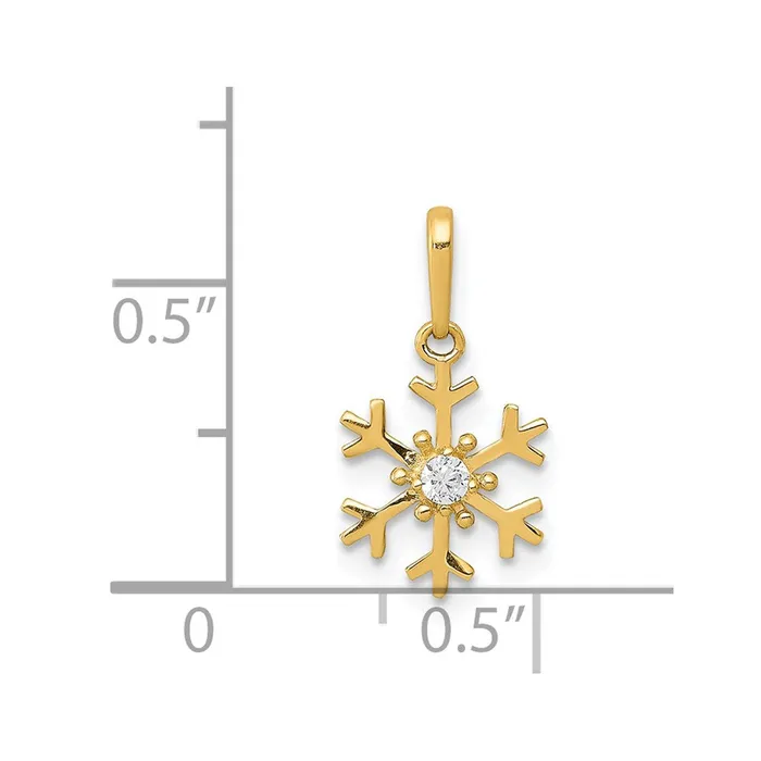 Charm Necklaces TreasureFineJewelers 14k Polished CZ Snowflake Charm