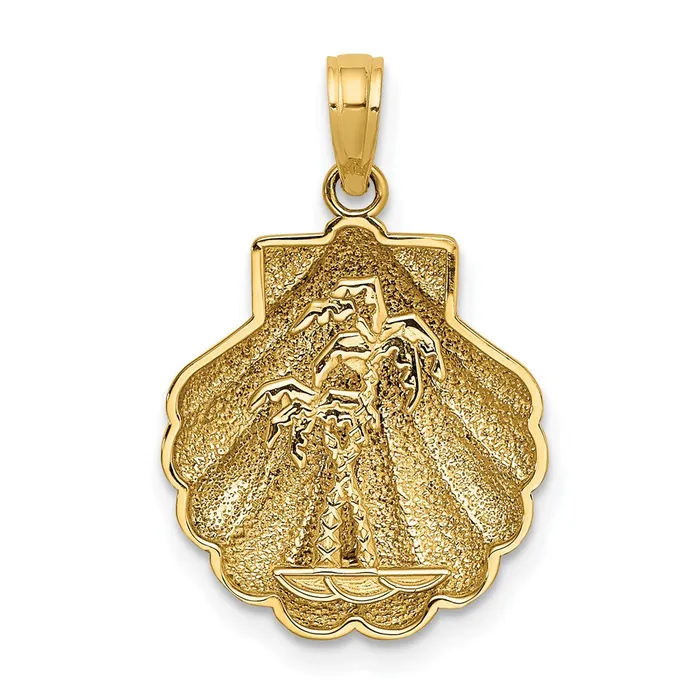Charm Necklaces TreasureFineJewelers 14K Reversible Palm Trees in Shell Charm Charm Necklaces TreasureFineJewelers 14K Reversible Palm Trees in Shell Charm