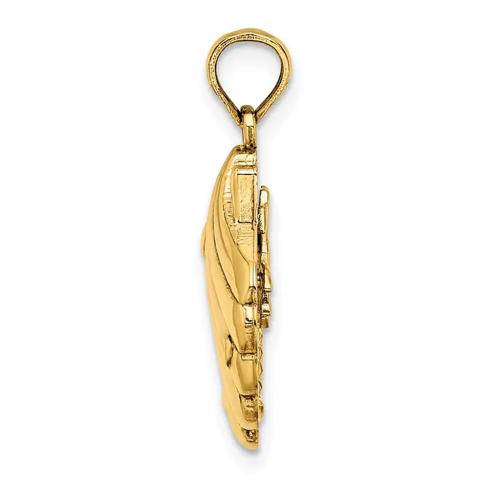 Charm Necklaces TreasureFineJewelers 14K Reversible Palm Trees in Shell Charm