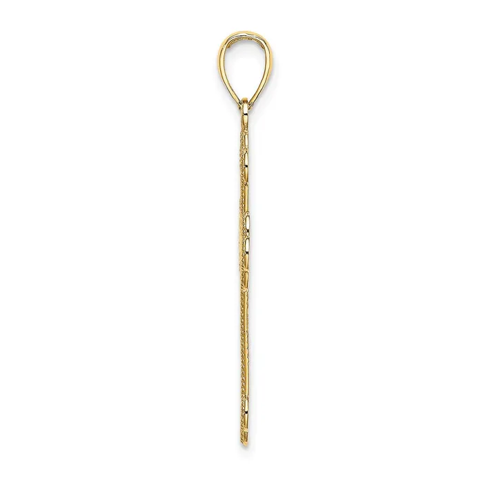 Charm Necklaces TreasureFineJewelers 14K Textured and Beaded Edge Cross Charm
