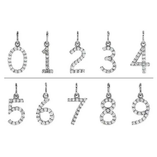 Charm Necklaces TreasureFineJewelers 14K White Gold 05 CTW Natural Diamond Numeral 1 Charm