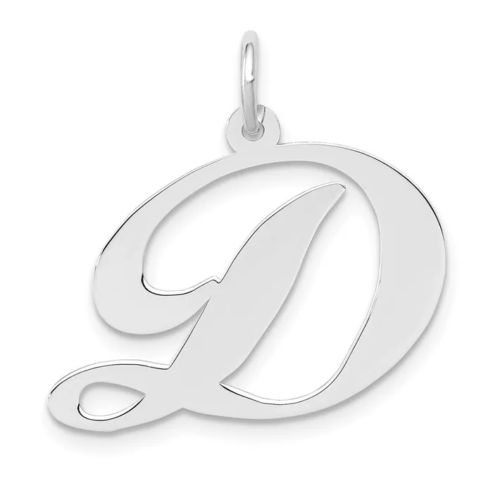 Charm Necklaces TreasureFineJewelers 14k White Gold Large Fancy Script Letter D Initial Charm Charm Necklaces TreasureFineJewelers 14k White Gold Large Fancy Script Letter D Initial Charm