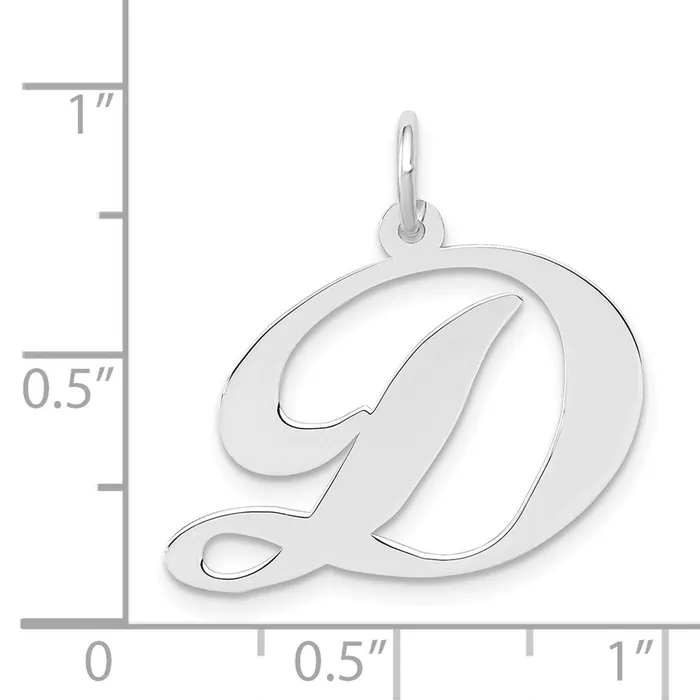 Charm Necklaces TreasureFineJewelers 14k White Gold Large Fancy Script Letter D Initial Charm