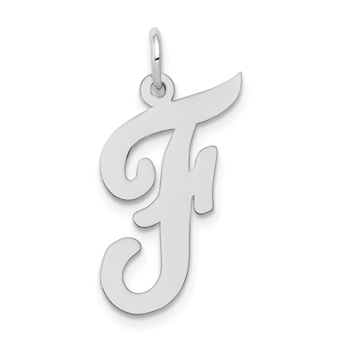 Charm Necklaces TreasureFineJewelers 14k White Gold Large Script Letter F Initial Charm Charm Necklaces TreasureFineJewelers 14k White Gold Large Script Letter F Initial Charm