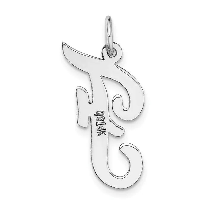 Charm Necklaces TreasureFineJewelers 14k White Gold Large Script Letter F Initial Charm