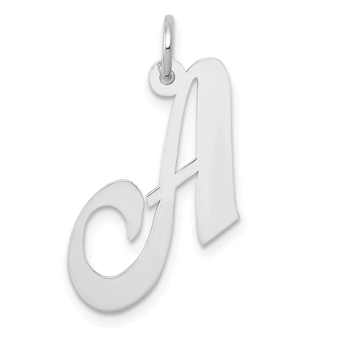 Charm Necklaces TreasureFineJewelers 14k White Gold Medium Fancy Script Letter A Initial Charm Charm Necklaces TreasureFineJewelers 14k White Gold Medium Fancy Script Letter A Initial Charm