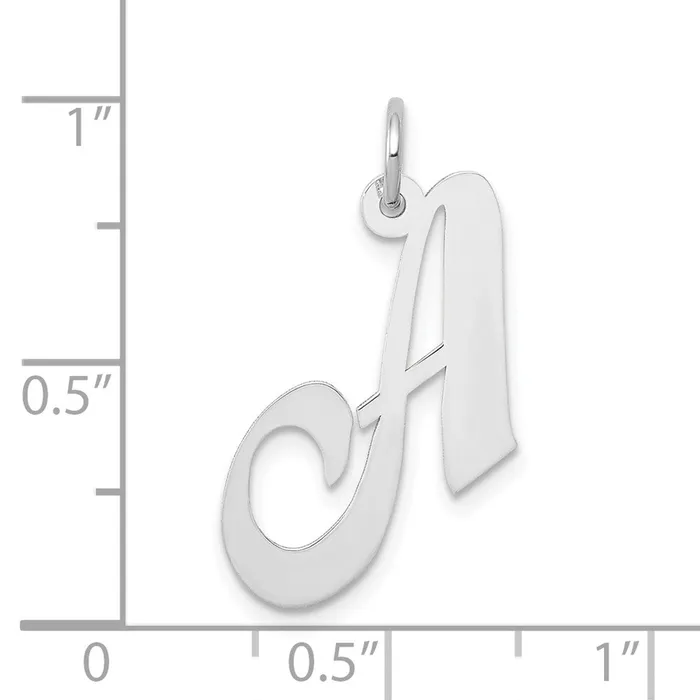 Charm Necklaces TreasureFineJewelers 14k White Gold Medium Fancy Script Letter A Initial Charm