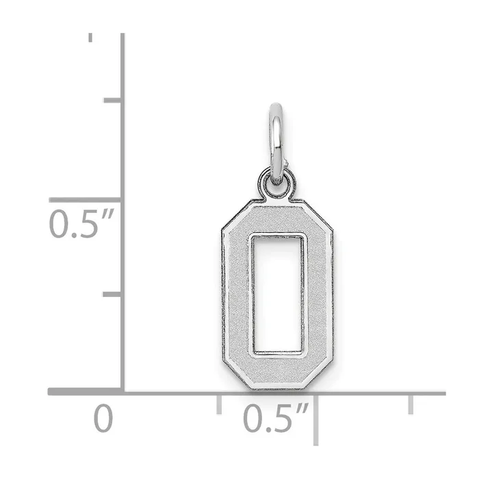 Charm Necklaces TreasureFineJewelers 14k White Gold Small Satin Number 0 Charm