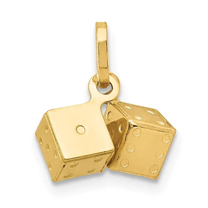 Charm Necklaces TreasureFineJewelers 14k Yellow Gold 3D Dice Charm