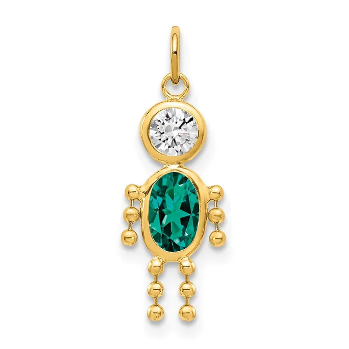Charm Necklaces TreasureFineJewelers 14k Yellow Gold May Boy Birthstone Charm Charm Necklaces TreasureFineJewelers 14k Yellow Gold May Boy Birthstone Charm