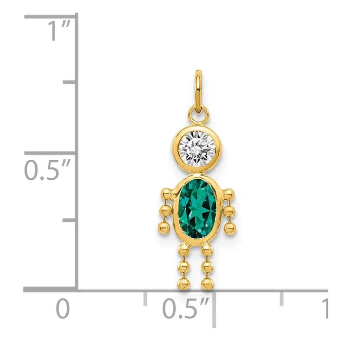 Charm Necklaces TreasureFineJewelers 14k Yellow Gold May Boy Birthstone Charm