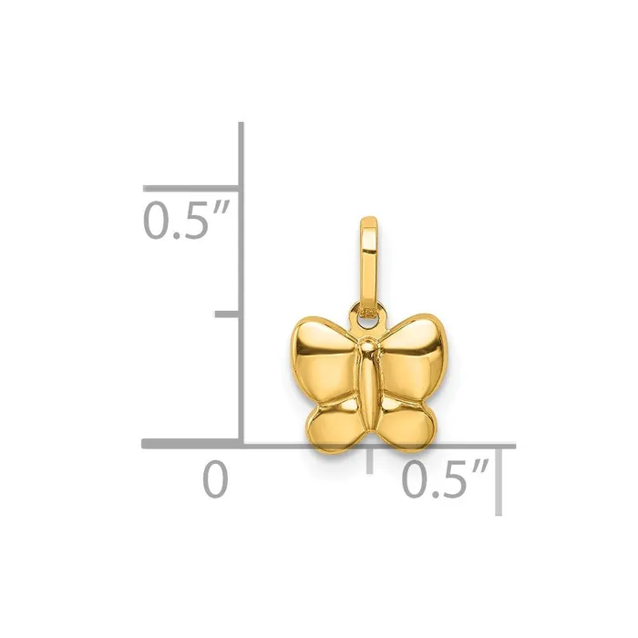 Charm Necklaces TreasureFineJewelers 14k Yellow Gold Polished Butterfly Charm