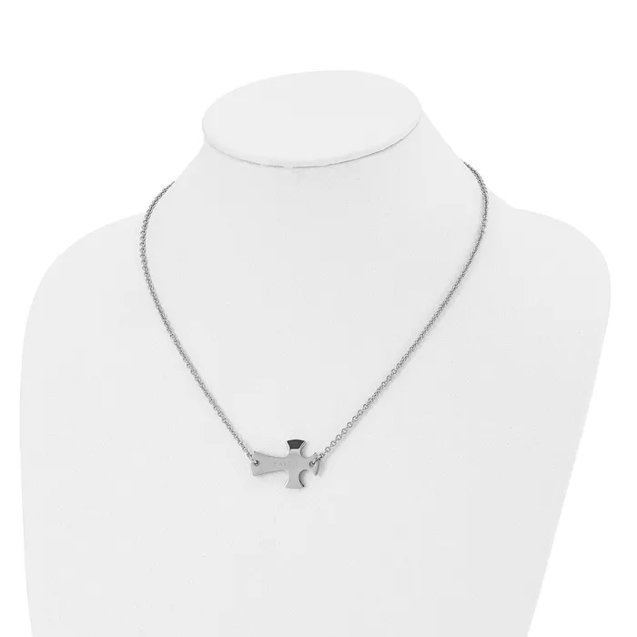 Chisel Stainless Steel Polished FAITH Sideways Cross on a 19 inch Cable Chain Necklace TreasureFineJewelers Necklaces