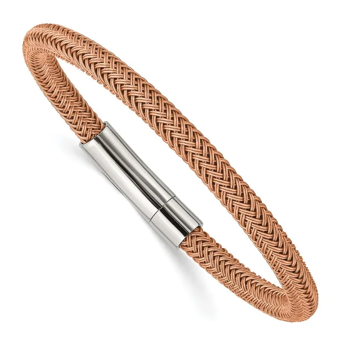 Chisel Stainless Steel Polished Rose Wire 85 inch Bracelet TreasureFineJewelers Bracelets Chisel Stainless Steel Polished Rose Wire 85 inch Bracelet TreasureFineJewelers Bracelets