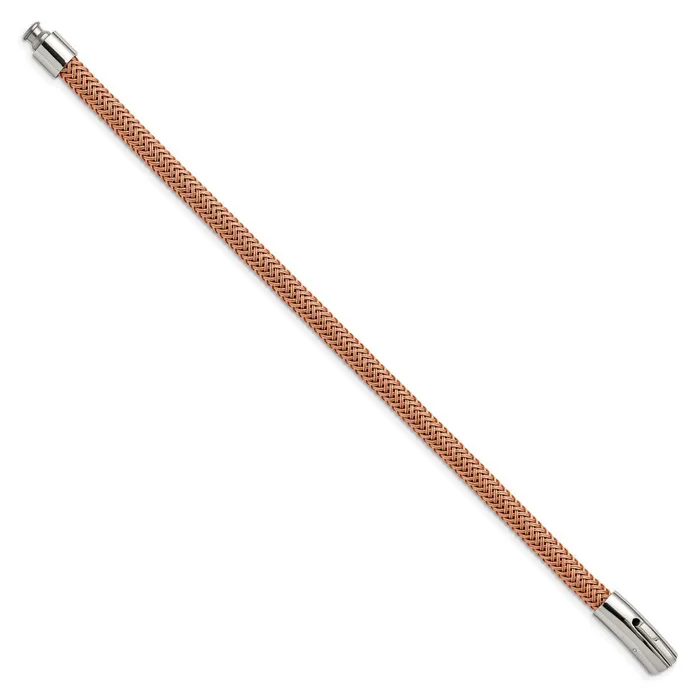 Chisel Stainless Steel Polished Rose Wire 85 inch Bracelet TreasureFineJewelers Bracelets