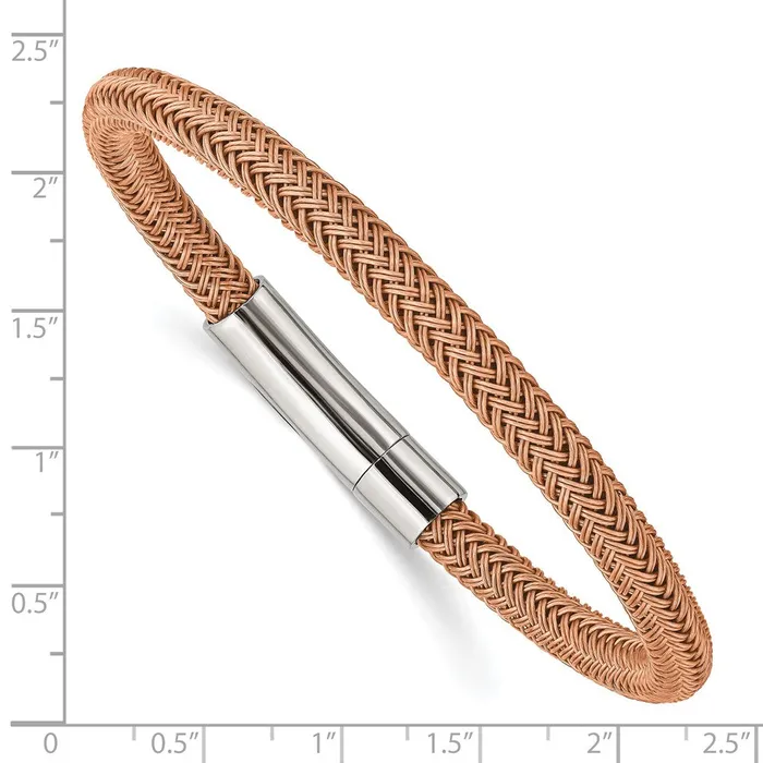 Chisel Stainless Steel Polished Rose Wire 85 inch Bracelet TreasureFineJewelers Bracelets