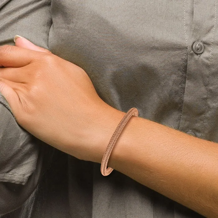 Chisel Stainless Steel Polished Rose Wire 85 inch Bracelet TreasureFineJewelers Bracelets
