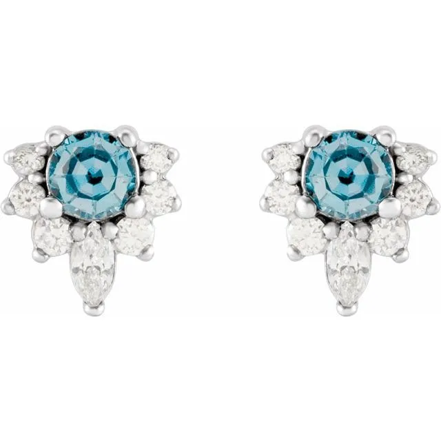 Earrings 14K White Gold Natural Aquamarine 16 CTW Natural Diamond Earrings TreasureFineJewelers