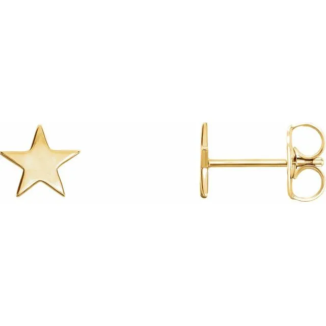 Earrings 14K Yellow Star Earrings TreasureFineJewelers