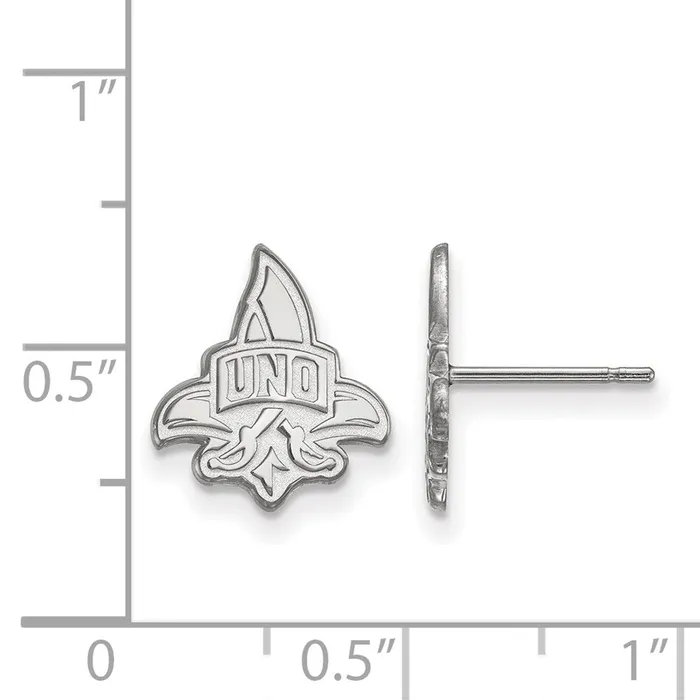 Earrings TreasureFineJewelers 10K White Gold University of New Orleans Small Post Earrings