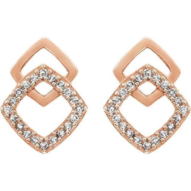 Earrings TreasureFineJewelers 14K Rose Gold 110 CTW Natural Diamond Geometric Earrings