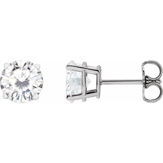 Earrings TreasureFineJewelers 14K White Gold 65 mm Stuller LabGrown Moissanite Stud Earrings with Friction Post Earrings TreasureFineJewelers 14K White Gold 65 mm Stuller LabGrown Moissanite Stud Earrings with Friction Post