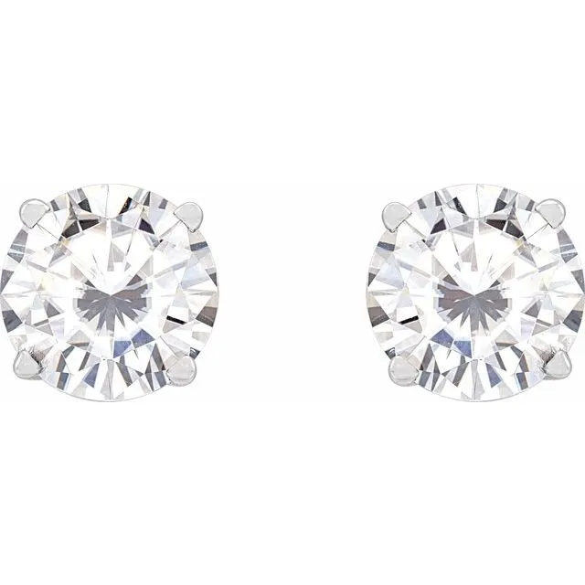 Earrings TreasureFineJewelers 14K White Gold 65 mm Stuller LabGrown Moissanite Stud Earrings with Friction Post