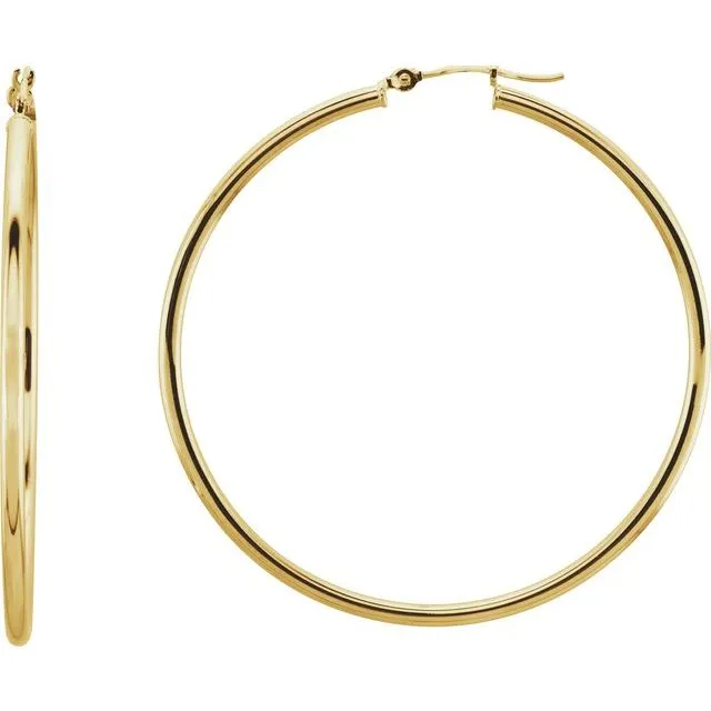 Earrings TreasureFineJewelers 14K Yellow Gold 47 mm Hoop Earrings