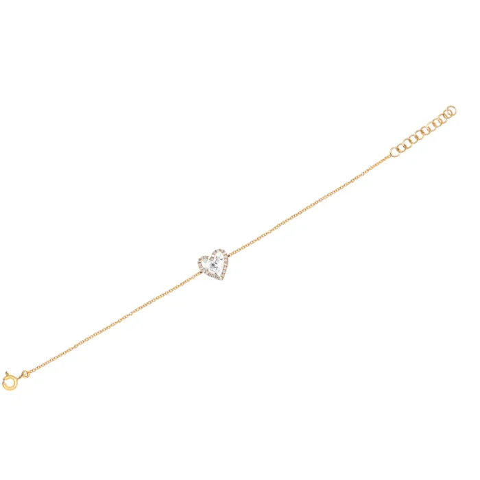 EF Collection Diamond White Topaz Heart Yellow Gold Bracelet EF Collection Bracelets EF Collection Diamond White Topaz Heart Yellow Gold Bracelet EF Collection Bracelets