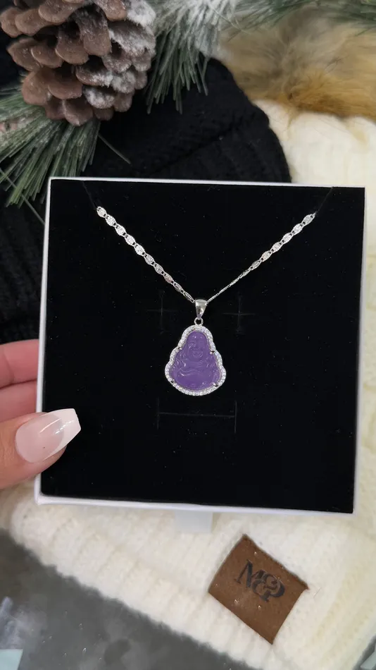 MP Jewelry Necklaces Purple Jade Buddha Necklace