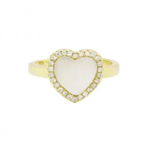 Mother of pearl heart cz ring Perfect Piercing Rings