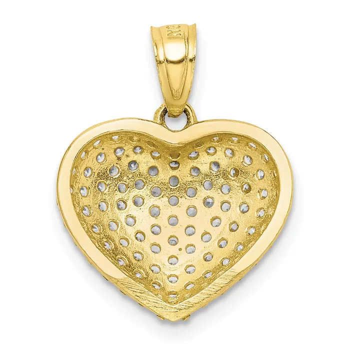 Necklaces 10K CZ Micro Pave Heart Pendant TreasureFineJewelers