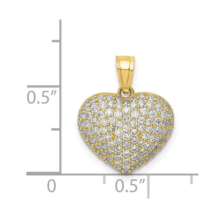Necklaces 10K CZ Micro Pave Heart Pendant TreasureFineJewelers