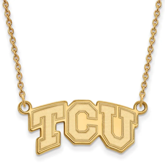 Necklaces 10K Yellow Gold Texas Christian University Small Pendant with Necklace TreasureFineJewelers Necklaces 10K Yellow Gold Texas Christian University Small Pendant with Necklace TreasureFineJewelers