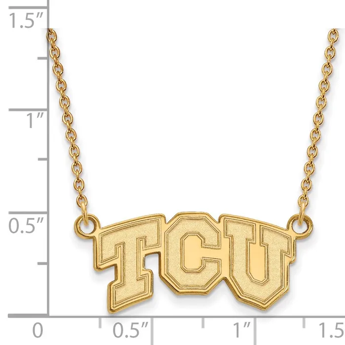 Necklaces 10K Yellow Gold Texas Christian University Small Pendant with Necklace TreasureFineJewelers