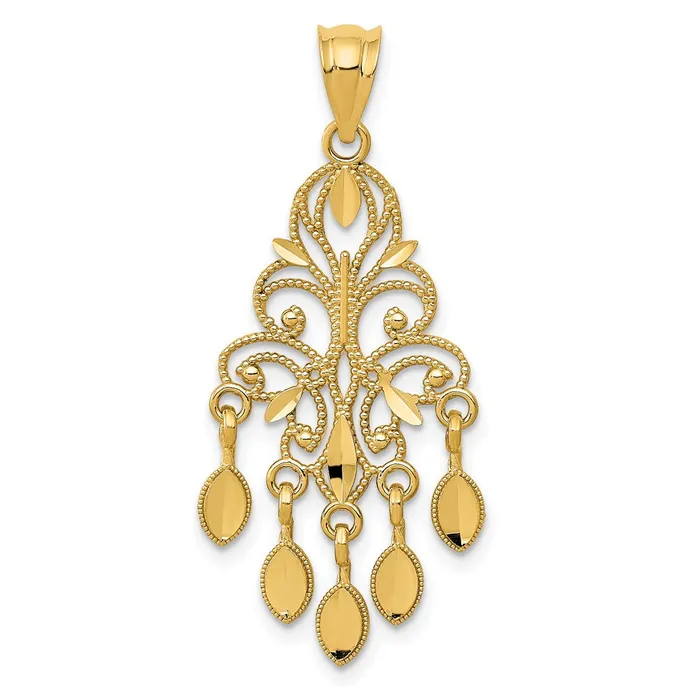 Necklaces 14k Polished Diamondcut Chandelier Pendant TreasureFineJewelers Necklaces 14k Polished Diamondcut Chandelier Pendant TreasureFineJewelers