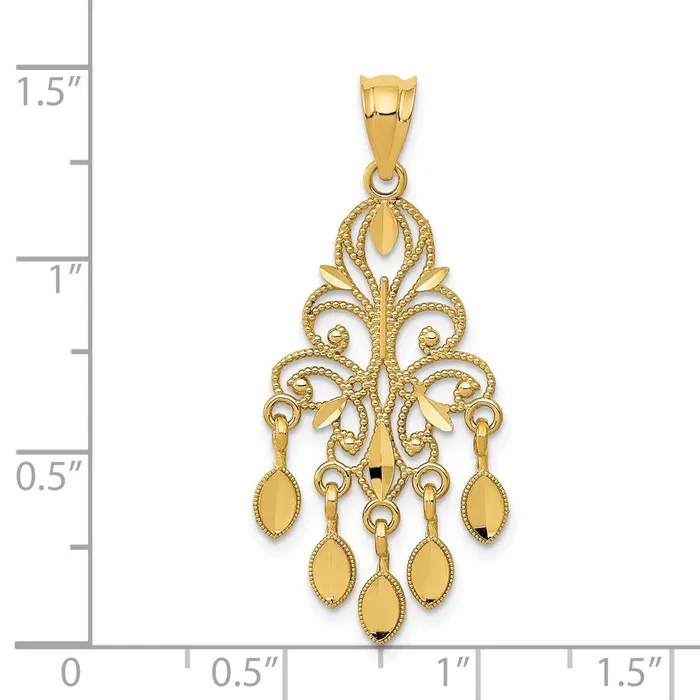 Necklaces 14k Polished Diamondcut Chandelier Pendant TreasureFineJewelers