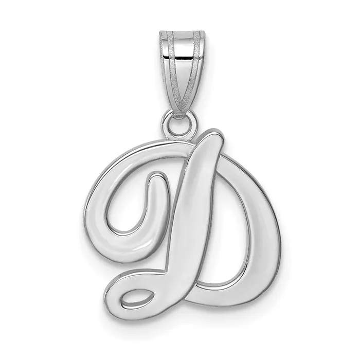 Necklaces 14k White Gold White Gold Script Letter D Initial Pendant TreasureFineJewelers Necklaces 14k White Gold White Gold Script Letter D Initial Pendant TreasureFineJewelers
