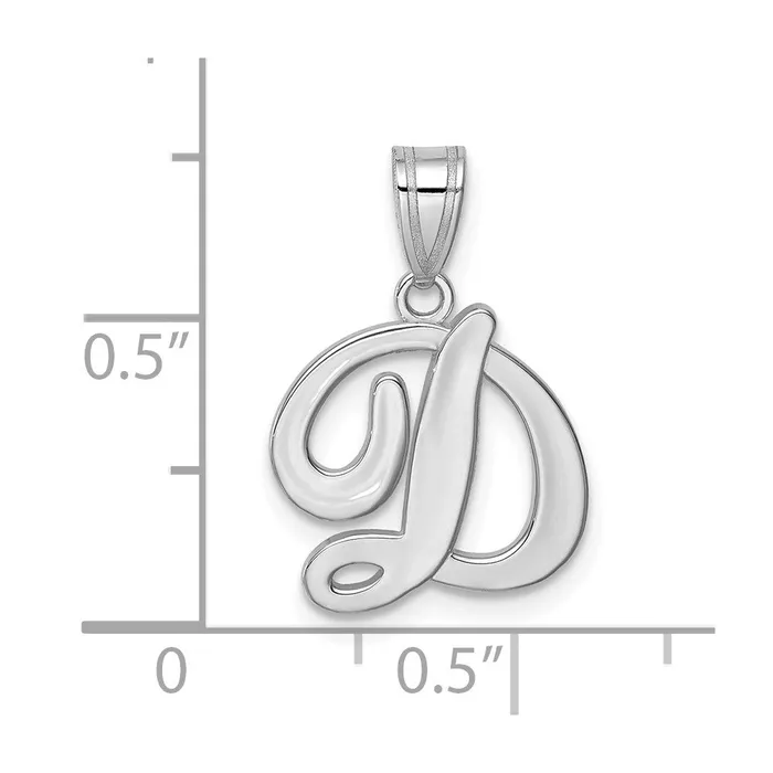 Necklaces 14k White Gold White Gold Script Letter D Initial Pendant TreasureFineJewelers