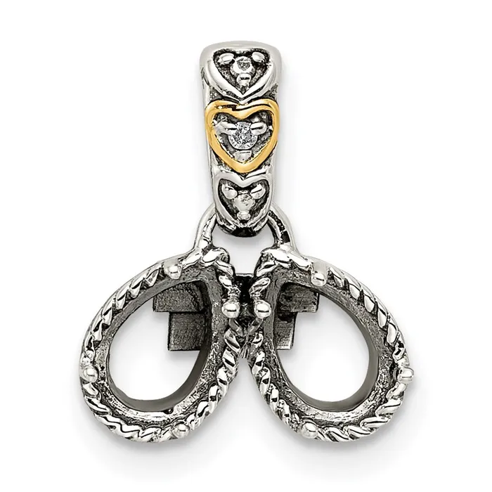 Necklaces Sterling Silver 14k Twostone and Diamond Mothers Pendant TreasureFineJewelers