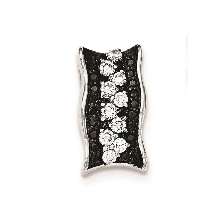 Necklaces Sterling Silver Black White CZ Pendant TreasureFineJewelers