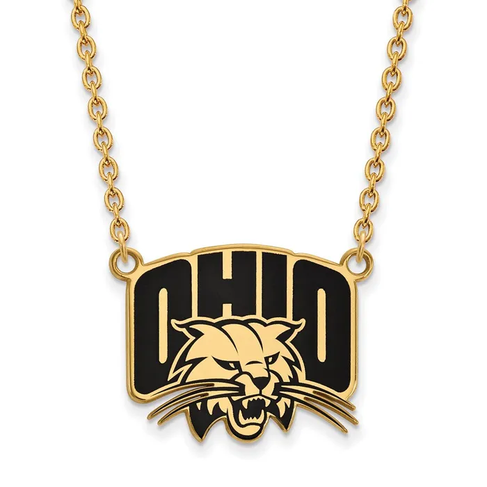 Necklaces Sterling Silver Goldplated Ohio University Large Enameled Pendant 18 inch Necklace TreasureFineJewelers Necklaces Sterling Silver Goldplated Ohio University Large Enameled Pendant 18 inch Necklace TreasureFineJewelers