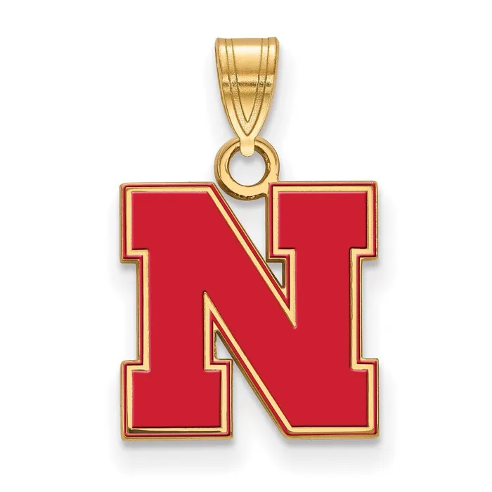 Necklaces Sterling Silver Goldplated University of Nebraska Letter N Small Enameled Pendant TreasureFineJewelers Necklaces Sterling Silver Goldplated University of Nebraska Letter N Small Enameled Pendant TreasureFineJewelers