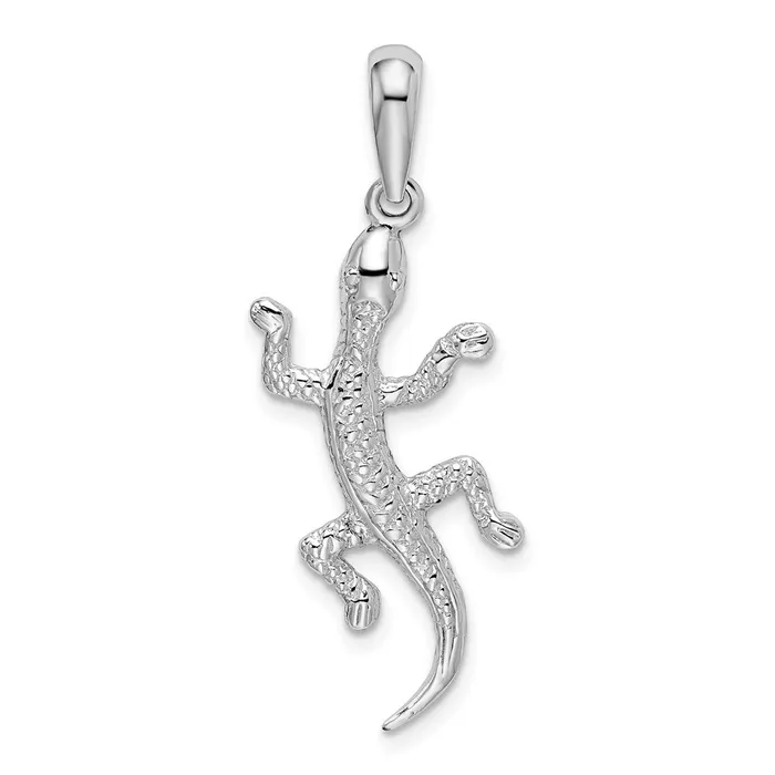 Necklaces Sterling Silver PolishedTextured Gecko Pendant TreasureFineJewelers Necklaces Sterling Silver PolishedTextured Gecko Pendant TreasureFineJewelers