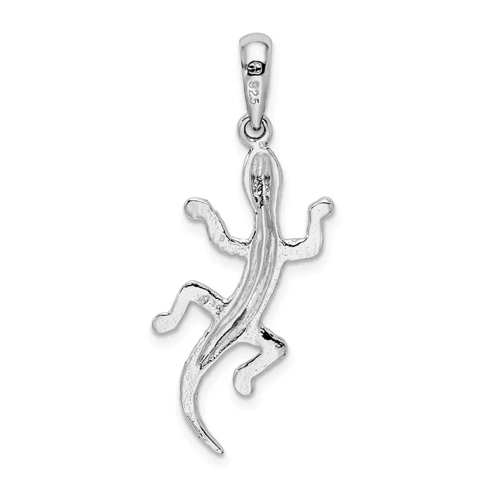 Necklaces Sterling Silver PolishedTextured Gecko Pendant TreasureFineJewelers