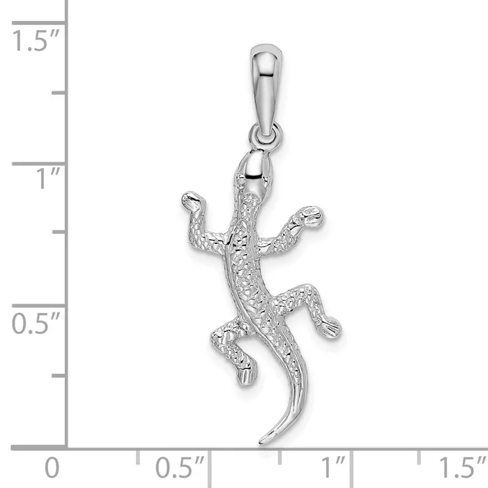 Necklaces Sterling Silver PolishedTextured Gecko Pendant TreasureFineJewelers