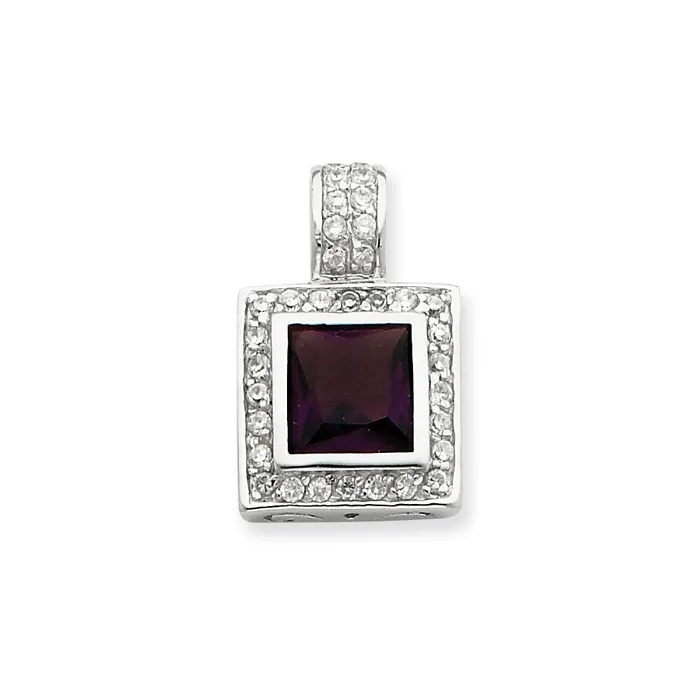 Necklaces Sterling Silver Purple Clear CZ Pendant TreasureFineJewelers