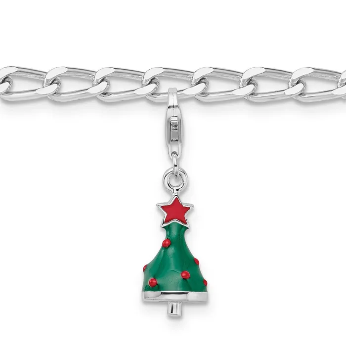 Necklaces Sterling Silver Rhodiumplated 3D Enameled Christmas Tree TreasureFineJewelers Necklaces Sterling Silver Rhodiumplated 3D Enameled Christmas Tree TreasureFineJewelers