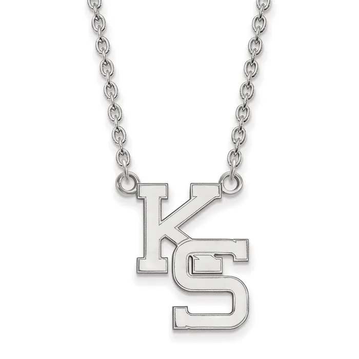 Necklaces TreasureFineJewelers 10K White Gold Kansas State University Large Pendant wilth Necklace Necklaces TreasureFineJewelers 10K White Gold Kansas State University Large Pendant wilth Necklace