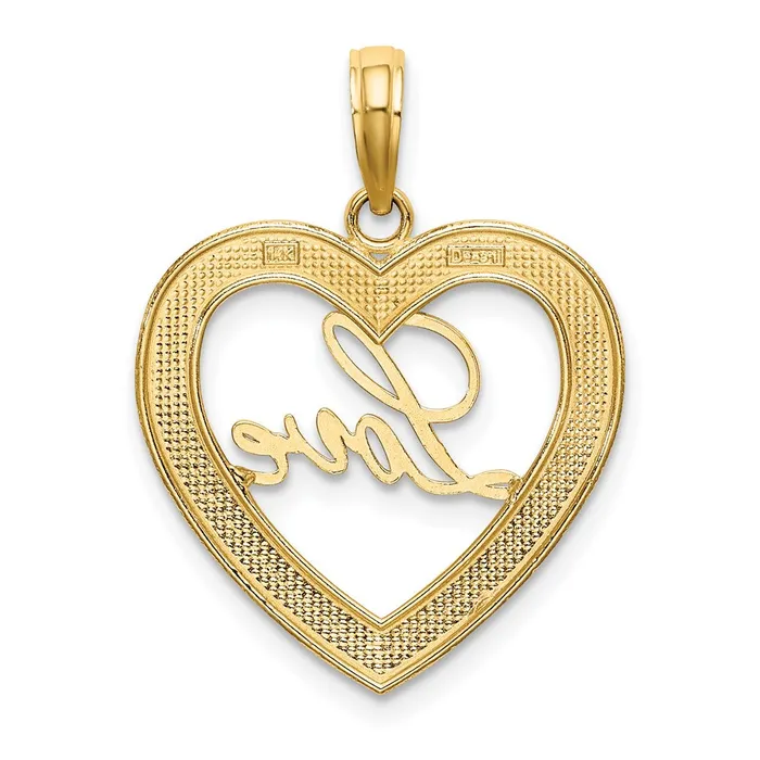 Necklaces TreasureFineJewelers 14k and Rhodium Diamondcut LOVE Heart Pendant